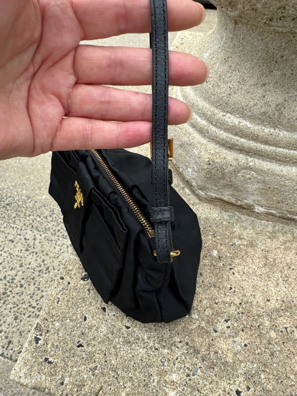 Prada Tessuto Nylon Bow Wristlet featuring a bow accent and gold tone hardware - Picture 9 of 16